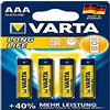 Varta 4103 - Pack di 2 batterie alcaline AAA, colore: giallo