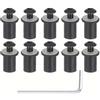 AUTOZOCO Bulloni per parabrezza moto, M5 x 16 mm, Alluminio, Nero (10 pezzi)