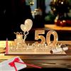 Songlypian 50 Anni Regali,Regalo di Denaro Compleanno 50 con Catena Luminosa LED,50° Compleanno Decorazione,Biglietto Auguri Compleanno 50 Anni,Libro Degli Ospiti in Legno,Regali per il 50° Compleanno Uomo Donna