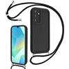 Coalbooliy Cover per Samsung Galaxy A16 5G 6,7 con Cordino per Cellulare, Custodia Silicone con Regolabile Collana Sottile Morbida Case Protezione della fotocamera Antiurto con Necklace, Nero