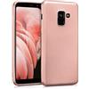 kwmobile Custodia Compatibile con Samsung Galaxy A8 (2018) Cover - Back Case Morbida - Protezione in Silicone TPU Effetto Metallizzato oro rosa metallizzato