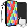 kwmobile Custodia in neoprene con zip per smartphone XL - 6,7/6,8 - Astuccio portacellulare a sacchetto con cerniera - Borsa verticale - Cubo Arcobaleno multicolore