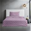 JEMIDI Set Copripiumino Singolo 135x200 cm e Federa Cuscino 50x80 cm - Biancheria da Letto - 100% Cotone Certificato Oeko-Tex - Lavabile in Lavatrice a 40° Stirabile - Rosa Bianco