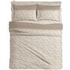 MAXIME MAISON - Completo Lenzuola Matrimoniali Cotone Stampate, Set Lenzuola Letto Matrimoniale con Federe, Lenzuolo in Cotone Anallergico, Biancheria da Letto Made in Italy (Iris Tortora)