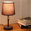 Navaris Abat Jour da Comodino Vintage E27 - Lampada Camera da Letto - Lampade da Tavolo Moderne - con Paralume Grigio in Tessuto e Base in Metallo - Filo Extra Lungo 1,8 m