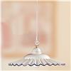 Illuminazione d'epoca Lampadario in ceramica piatto plissettato bordo blu country vintage - Ø 43 cm - Ambra