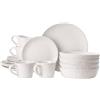 Navaris Servizio Piatti 4 Persone con 4 Tazze - Set 12 Piatti Moderni Colorati Particolari - Accessori Cucina Stile Moderno - Servizi Tavola in Ceramica - Gres Bianco Effetto Lino