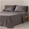 GAMUSI Set di lenzuola per letto da 150 x 190/200, 100% cotone, 4 pezzi, traspirante, morbido, colore grigio scuro