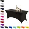 Mienocol Tovaglia in spandex nero, 1,8 m, elasticizzata, rettangolare, lavabile, universale, per patio, cucina, eventi, matrimoni, cocktail bar, mostre, banchetti, feste