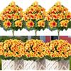 Betylifoy Fiori Artificiali all'aperto Gerani Artificiali Fiori di Seta 3 PZ Fiori di Plastica Piante Artificiali Resistente ai Raggi UV per la Decorazione Domestica Giardino Interno Vaso (Giallo)