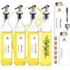 SIAZIH Set 4 Pezzi 500 ml Oliera Vetro, Bottiglia per Olio con 30 Grandi Etichette Bianche Come la Neve, Bottiglia Olio con Beccuccio, Porta Olio e Aceto, per Nna Cucina Ordinata e Organizzata