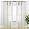 Lush Decor Pannello per finestra in cotone testurizzato macramè, pannello singolo, 101,6 cm di larghezza x 241,3 cm di lunghezza, bianco, divisorio per porta, decorazione per matrimoni o pareti, tenda
