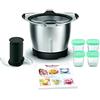 Moulinex XF387E, Mini Ciotola per Cuocere, 1,4 L, Nero, 4 Barattoli di Vetro