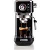Ariete 1381 - Caffettiera con manometro, compatibile con caffè in polvere e pastiglie ESE 1300 W, capacità 1,1 l, filtro a pressione 15 bar, dispositivo cappuccino da ½ tazze, colore: nero