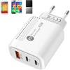 Kasmole di ricarica rapida,Testa di ricarica per telefono, caricabatterie rapido da parete | Blocco di ricarica per telefono Type-C QC3.0 2PD 40W ignifugo per casa, auto, telefono cellulare, power