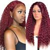 Lakaisa Human Hair Wig Lace Front Wig Deep Wave Wig Parrucca Capelli Veri 100% Unprocessed Human Virgin Hair Bleached Knots with Baby Hair 180% Density No Tangle for Women 16 Pollice