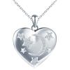 VIKILEE Cuore Luna Stella Portafoto Medaglione Collana Argento 925 Ragazze Collana di Foto Personalizzata con Zirconi Sognante Ciondolo Portafoto Collane Gioielli Regali per Fidanzata Moglie Figlia Argento