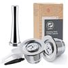 BENFUCHEN Capsule riutilizzabili Nespresso in acciaio inox, 2 cialde ricaricabili per macchine originali Nespresso + 1 manomissione + 1 cucchiaio + 1 pennello