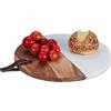Relaxdays Tagliere in Legno e Marmo, ASSE da Cucina, Rotondo HxD: 1,5x25 cm, Salumi e Formaggi, Marrone Naturale Bianco