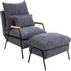 DecHome Poltrona Relax Reclinabile con Movimento Manuale con Poggiapiedi in Tessuto Velluto 68x91.5x88 cm colore Grigio - 873DHGY