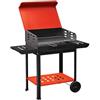 BARBECUE A CARBONELLA VANESSA CON RUOTE E PIANI LATERALI CON COPERCHIO MIS. 40x50x90h
