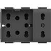 4box - Presa da Incasso Side XL Compatibile con Bticino® LivingLightTM. 4 Prese in 1: permette di collegare una spina schuko e una spina 10/16A o tre spine 10/16A. Color Antracite