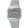 Casio Orologio Quarzo Unisex, misura cassa 36.00mm con quadrante LCD Digitale e cinturino Argento in Mesh Bracelet A700WEM-7AEF