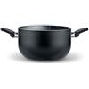Pensofal, Casseruola, Serie BioStone®, Alluminio con rivestimento antiaderente, Diametro 24 cm, 7 litri, Maniglie in bakelite, Adatta All' induzione, Effetto Pietra, Nero,