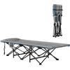 Outsunny Lettino da Campeggio Pieghevole con Cuscino Integrato e Tasca Laterale, Brandina da Campeggio in Metallo e Poliestere, Resistente a 150 kg, 187x67x37 cm, Grigio