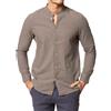 Amirante Antica Sartoria Napoletana Camicia uomo in puro lino collo coreano slim fit color verde Made in Italy