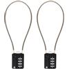RESET-200 (2 Pack) Lucchetto a Combinazione a 4 Cifre con Cavo da 30 cm, Ideale per Armadietti, Bidoni della Spazzatura, Contenitori, Armadietti, Valigie, Armi, Biciclette, Caschi, Diametro 3 mm, Nero