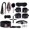 Riiriou Bondage set Festrizioni Sessuali 11 Pezzi con Coda di Volpe Fetish in Pelle Giocattoli Sessuali SM Gioco con Manette + Restrizioni per Colletto Perfetti Giocattoli Erotici per Coppie