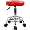 KKTONER Sedia da lavoro regolabile in altezza con schienale basso in pelle PU (Red)