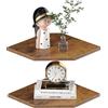 JJL Set di 2 Mensole Angolari da 30 cm, da Parete, con Foro per Filo, 33,7 cm di Profondità, Mensole da Parete per Decorazione Angolo Parete del Soggiorno, Marrone Ruggine