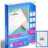 M-office Etichette Adesive A4 Compatibili con Label Printer - Fogli Adesivi, Etichette Bianche per Uso Quotidiano, Carta Adesiva Stampabile per Scrivere (44 etichette per foglio, 10 fogli)