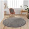 Atout Ciel Tappeto rotondo in cotone intrecciato, effetto iuta a righe, grigio, 80 cm