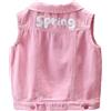 L SERVER Giacca Senza Maniche Ragazza Gilet di Jeans Bambino Giacca Senza Maniche in Cotone Gilet Senza Maniche per Primavera e Autunno, Rosa, 3-4 Anni