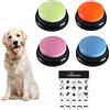 TITA-DONG 4 pulsanti per cani, pulsante di comunicazione per animali domestici, pulsanti per cani registrabili, cicalino di comando per animali domestici, risposta, allenamento, cicalino(multicolore)