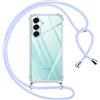 Pnakqil Cover per Samsung Galaxy A16 5G con Cordino, Trasparente Custodia con Laccio Tracolla Cellulare Girocollo Collana Protettiva per Samsung A16 5G 6.7, Viola