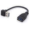 HTGuoji Cavo di prolunga USB 3.0 corto, angolo di 90 gradi sinistro, cavo da USB tipo A maschio a femmina, cavo di estensione della velocità da 5 Gbps, 15 cm