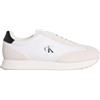 Calvin Klein Uomo Sneakers Running Retro Lace Up in Pelle, Bianco (Bright White/Black), 46