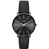 BUREI Orologi da donna moda minimalista analogico in pelle al quarzo impermeabile orologi per le donne, nero/argento, cinghia