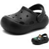 Ulogu Zoccoli da giardino per bambini, pantofole estive per ragazzi e ragazze, sandali senza lacci, per piscina, spiaggia, doccia (bambini piccoli/grandi bambini), Nero , 24/25 EU