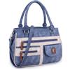 irisaa Borsa a tracolla da donna, misura media, pratica borsa a mano con molti scomparti, stile vintage, con chiusura lampo, blu jeans, taglia unica