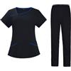 Meichoon Tuta da donna separata Top a maniche corte Pantaloni da jogging morbidi e allentati con 4 tasche Assorbimento del sudore ad asciugatura rapida DK54Nero M