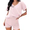 ABINGOO Donna Yoga 2 Pezzi Tuta Sportivo Tinta Unita Set T-Shirt Maniche Corte e Pantaloncini Estiva Abbigliamento(Rosa,M)