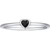 Focalook Anello Donna Argento 925 Cuore Nero Pietra Nera Misura 12