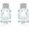 Carissima Orecchini Stud a Diamanti e Acquamarina Ovali in Oro Bianco 9ct Donna