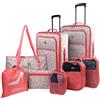 ITACA - Set Valigie Morbide. Set Valigia Bagaglio a Mano - Durevole Trolley Bagaglio a Mano - Set Trolley. Set di Valigie, Beige-Corallo