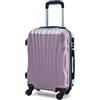 R.Leone Valigia EasyJet 45x36x20 cm Trolley Bagaglio a mano in ABS 4 Ruote (Rose Gold, 3037 Valigia 50x35x20 cm)